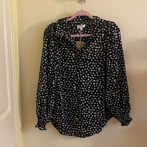 NWOT Umgee Black & White Pattern Blouse, Size S
